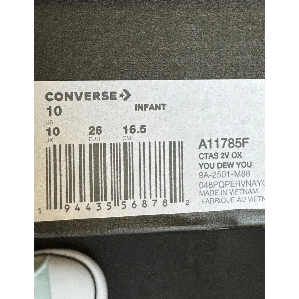 Converse All Star Infant 10 Mint Green Floral Embroidered Strap Sneakers NEW
